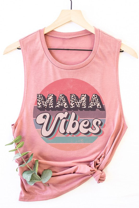 Mother's Day Mama Vibes Circle Muscle Tank Top