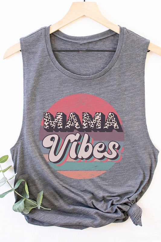 Mother's Day Mama Vibes Circle Muscle Tank Top