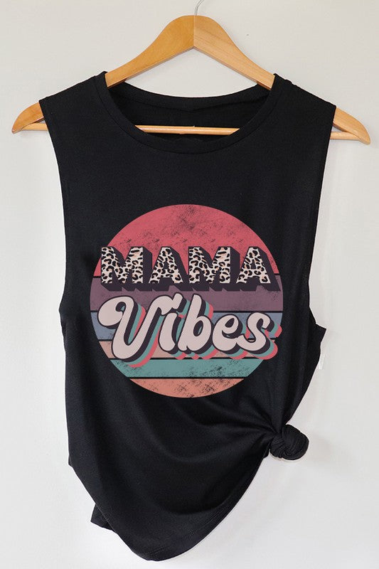 Mother's Day Mama Vibes Circle Muscle Tank Top