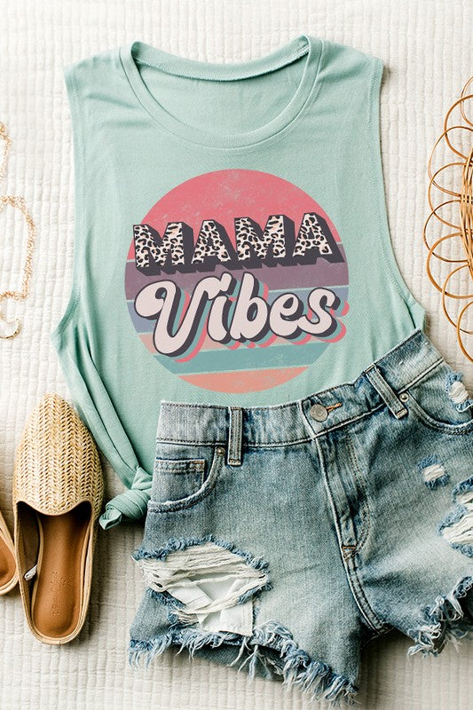 Mother's Day Mama Vibes Circle Muscle Tank Top