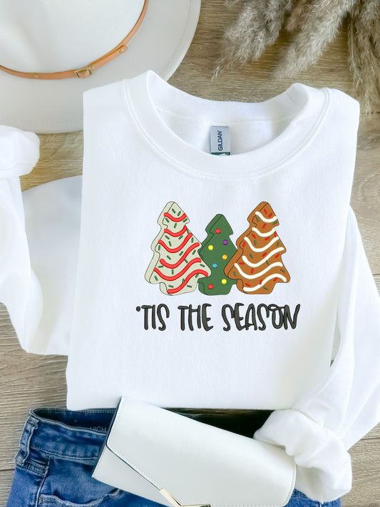 'Tis The Season, Christmas Tree Cakes Sweatshirt, Embroidered