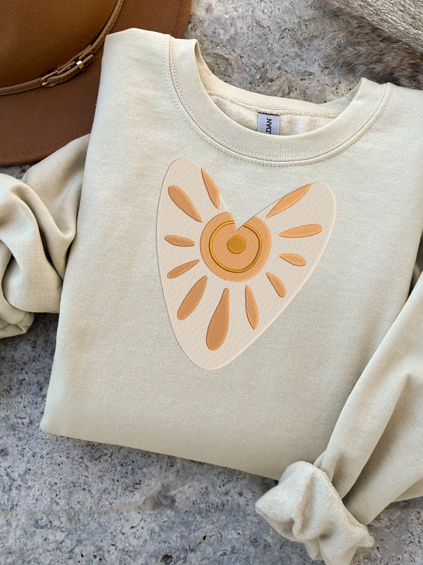 Boho Heart Love Embroidered Sweatshirt