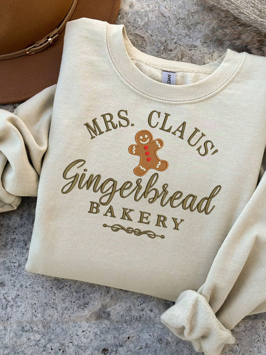 Mrs. Claus' Gingerbread Bakery Sweatshirt, Embroidered