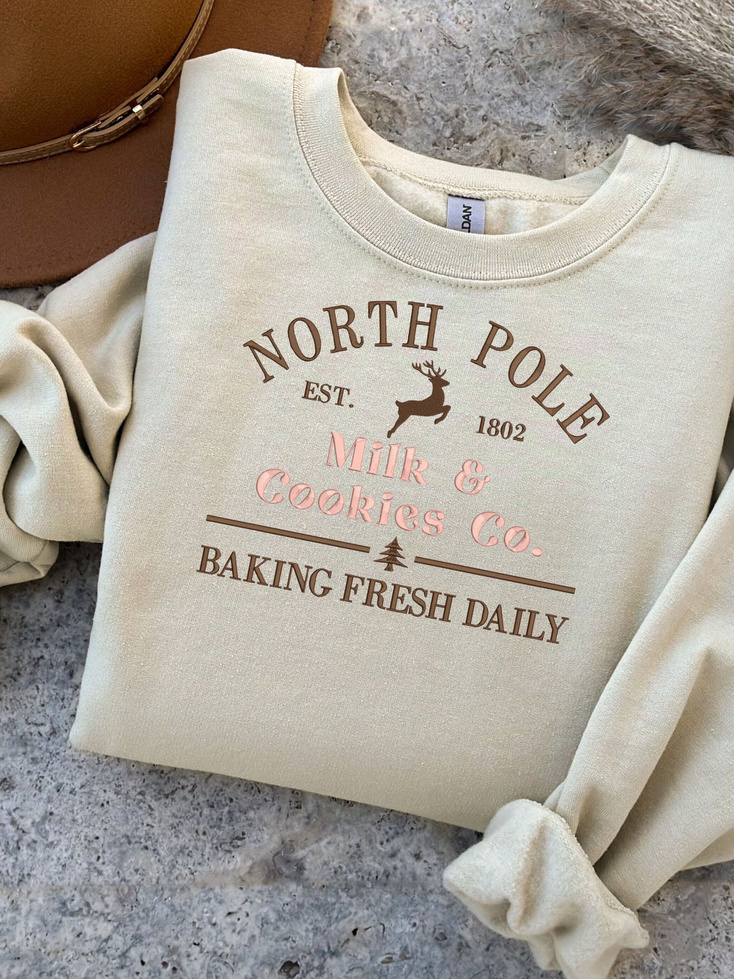 North Pole Milk & Cookies Company Sweatshirt, Embroidered