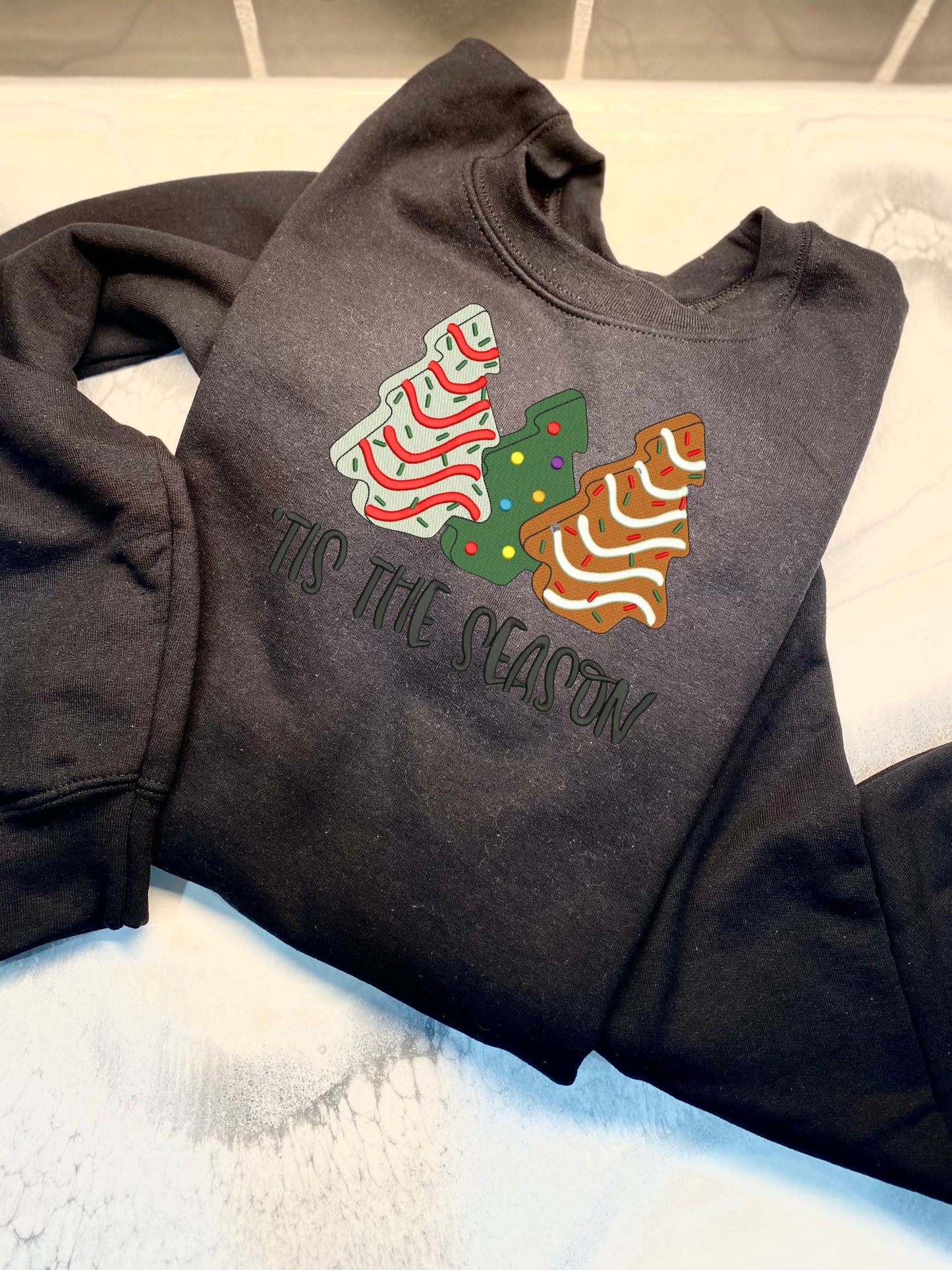 'Tis The Season, Christmas Tree Cakes Sweatshirt, Embroidered