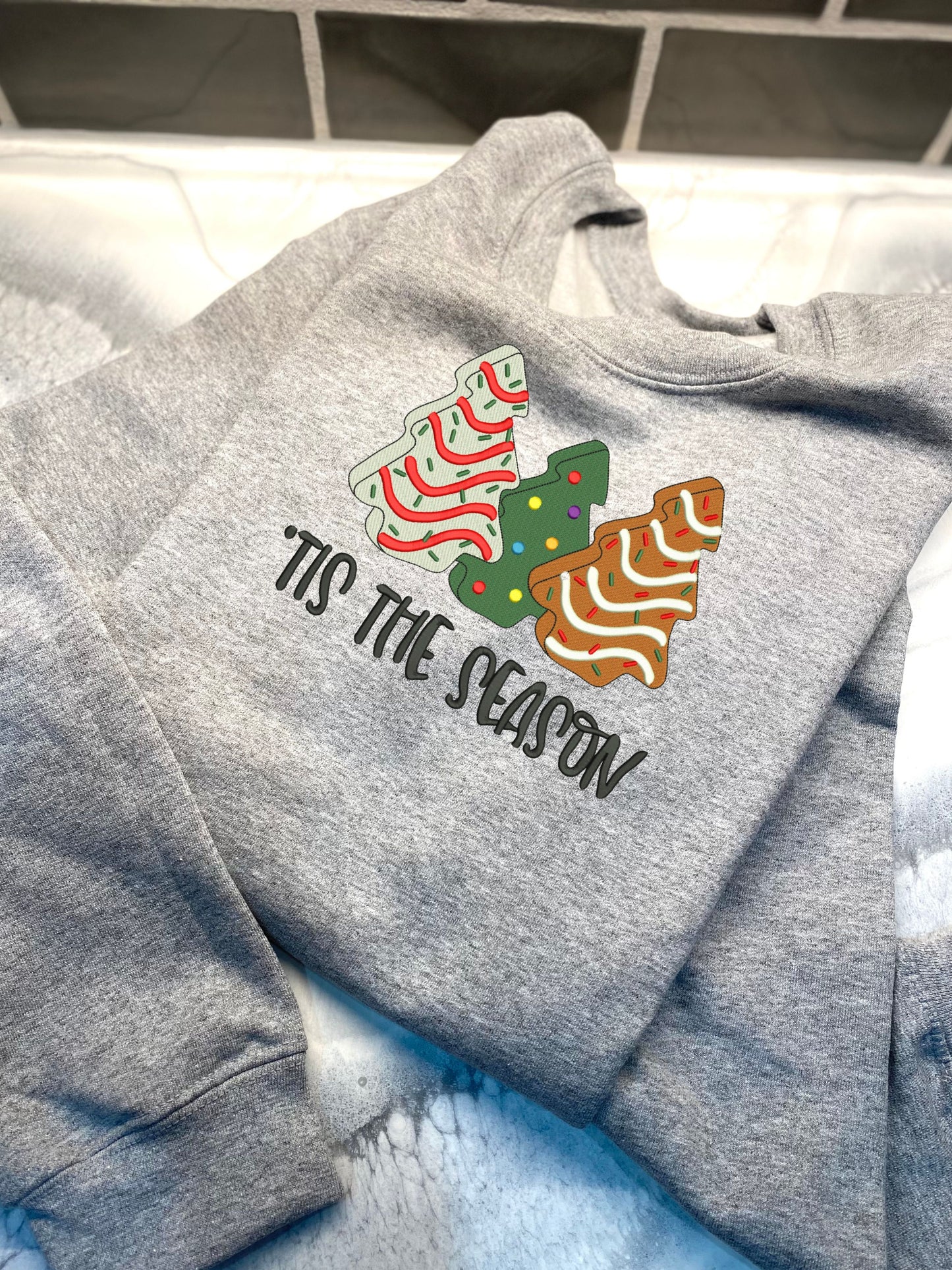 'Tis The Season, Christmas Tree Cakes Sweatshirt, Embroidered