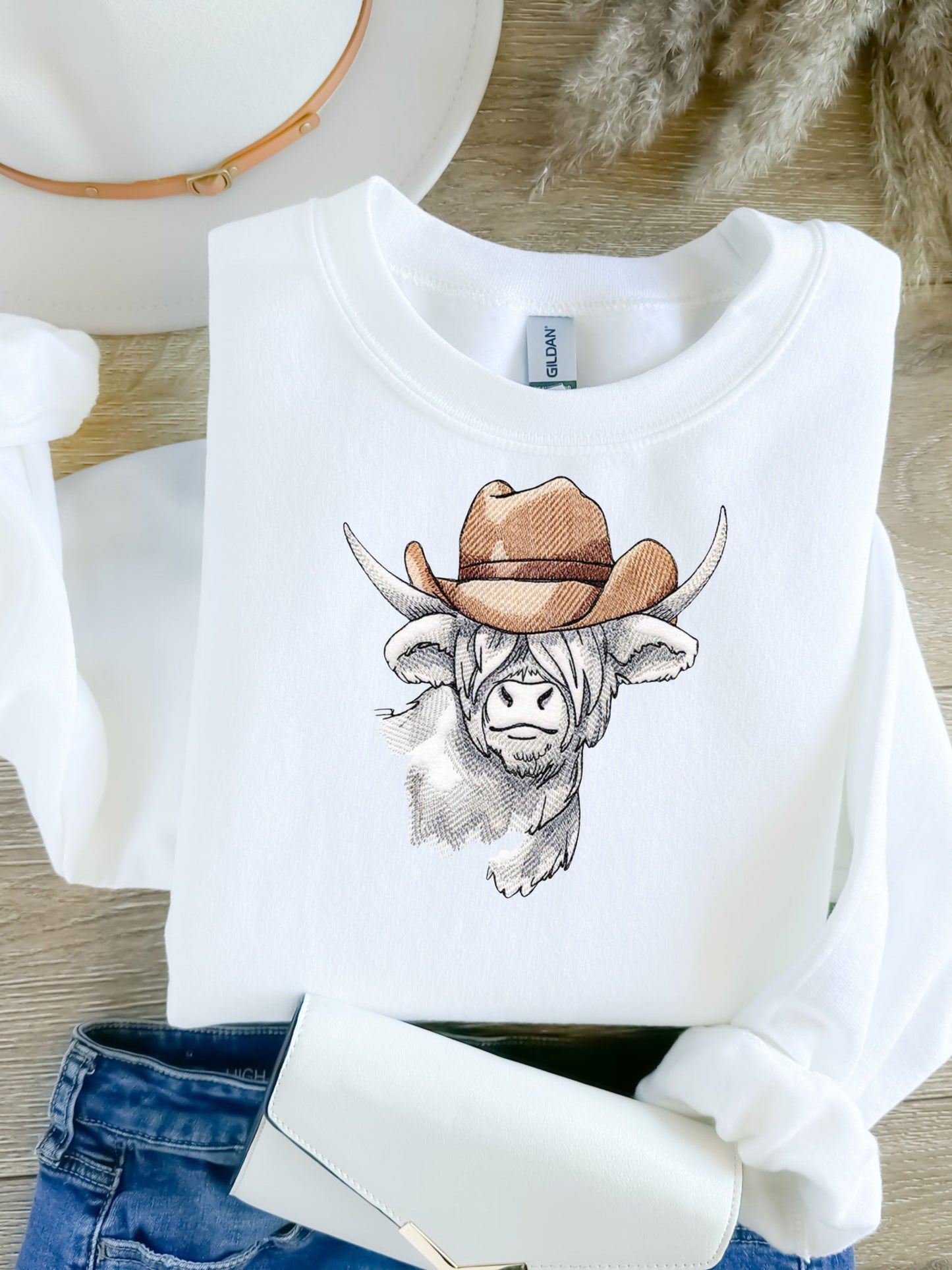 Cowboy Highland Cow Farmhouse Collection Sweatshirt