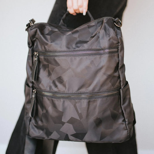 Nori Nylon Backpack- Black Geometric